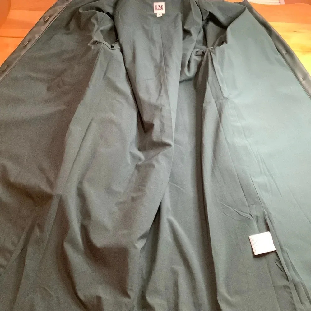 HILARY MACMILLAN Forest Green Vegan Faux Leather Shirt Dress Midi M - Picture 11 of 13